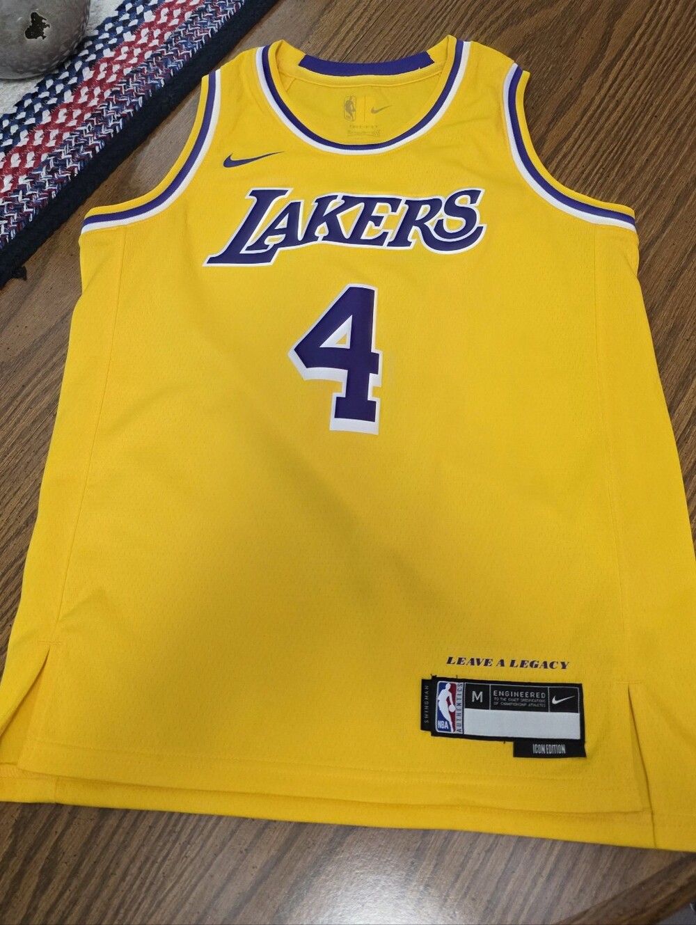 Nike Los Angeles Lakers Yellow and Purple #4 Basketball Jersey
